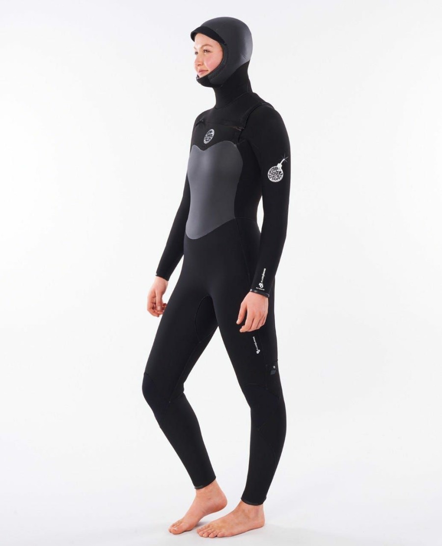 Women * | Prefential Price Women'S Flashbomb 6/4 Hooded Wetsuit Black