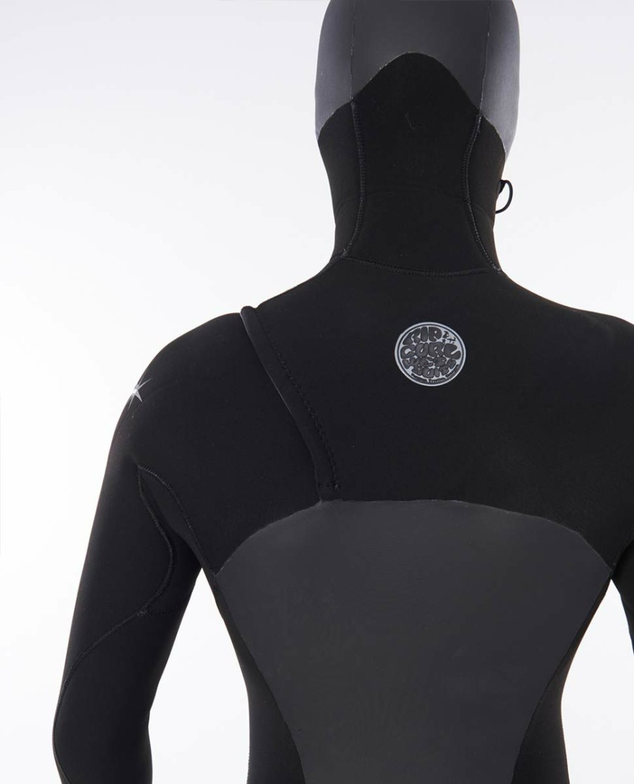 Men * | Limit Offer Flashbomb 5/4 Hooded Men'S Wetsuit Black