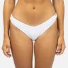 Swimwear * | Prefential Price Rio Terry High Leg Skimpy Coverage Bikini Bottom White