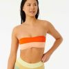 Swimwear * | On Sale Surf Revival Bandeau Bikini Top Hot Orange