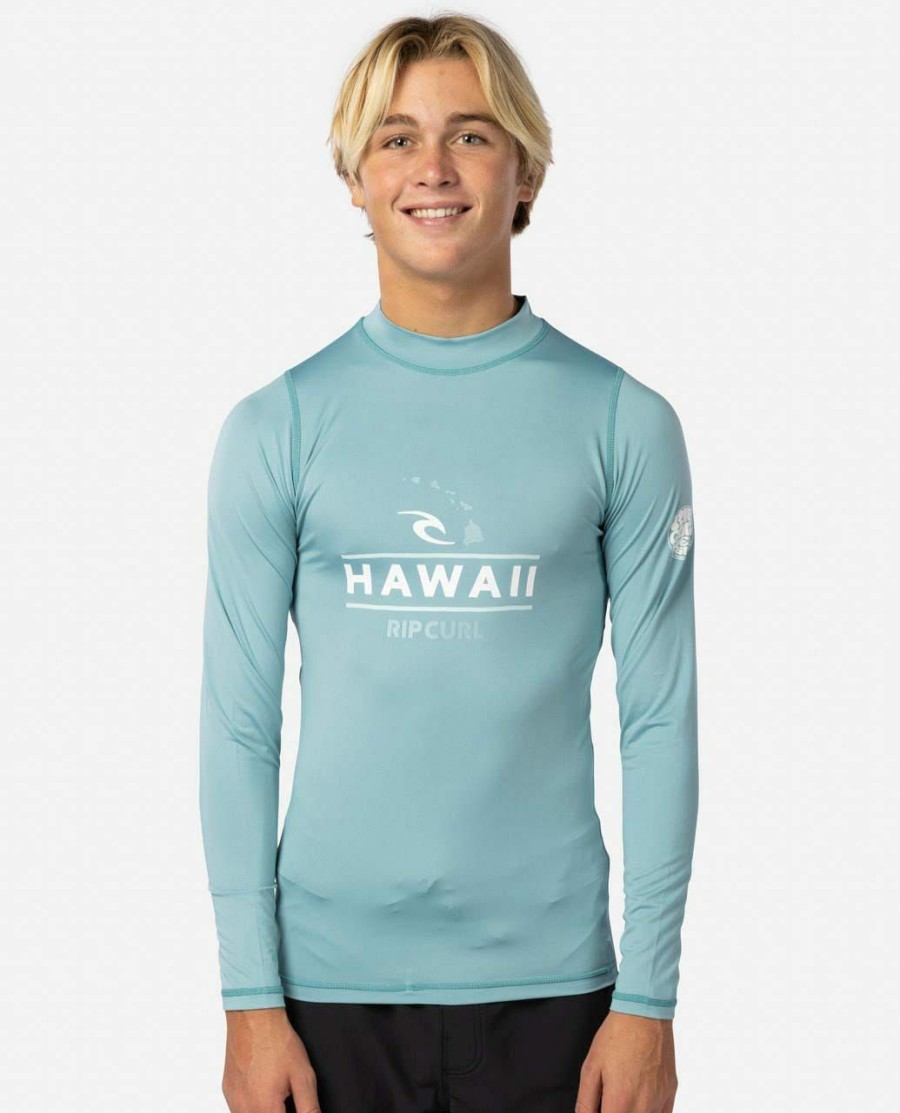 Men * | Limit Offer Hawaii Long Sleeve Performance Fit Pf Rash Guard