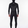 Men * | Limit Offer Dawn Patrol 5/4 Hooded Chest Zip Wetsuit Black