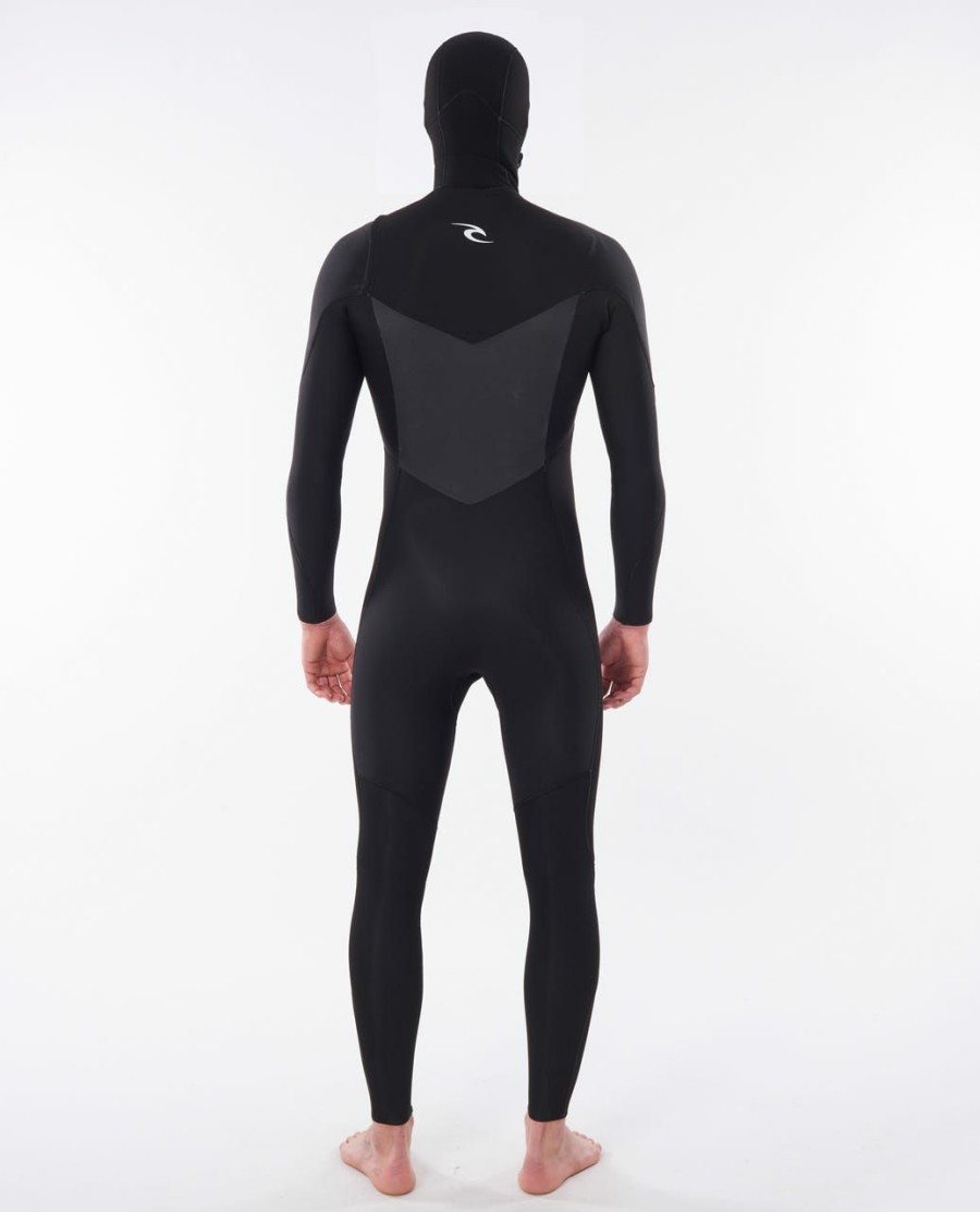 Men * | Limit Offer Dawn Patrol 5/4 Hooded Chest Zip Wetsuit Black