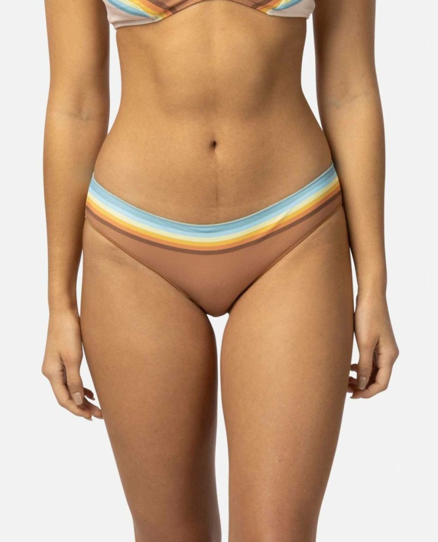 Swimwear * | Half Off Sunrise Stripe Cheeky Coverage Hipster Bikini Bottom