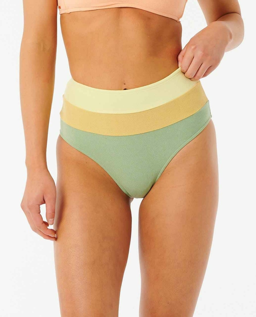 Swimwear * | Special Offers Surf Revival Good Coverage Bikini Bottom Green