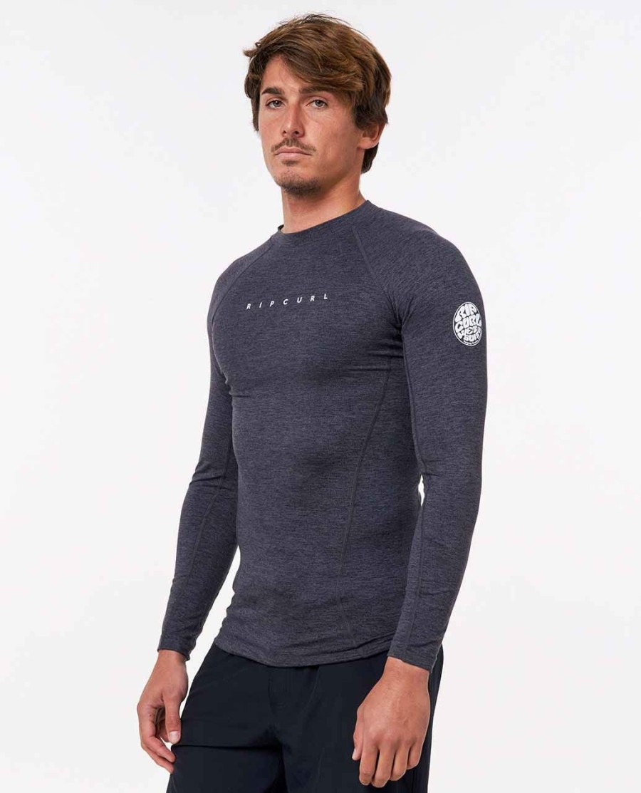 Men * | Discount Online Dawn Patrol Performance Long Sleeve Upf Rash Guard Black Marle