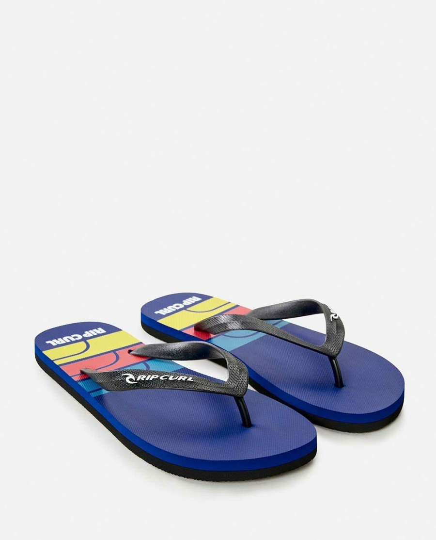 Accessories * | Clearance Surf Revival Logo Open Toe Sandal Black/Blue