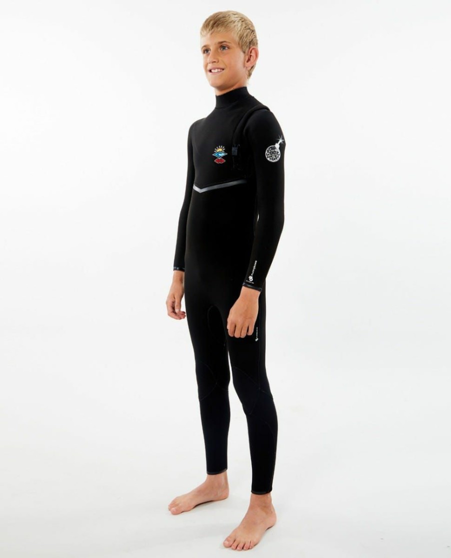 Kids * | Half Off Junior Flashbomb 3/2 Chest Zip Wetsuit Black