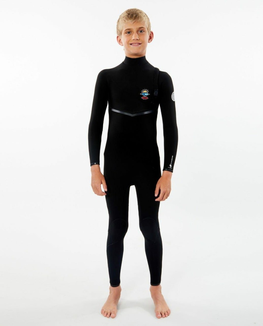 Kids * | Half Off Junior Flashbomb 3/2 Chest Zip Wetsuit Black