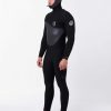 Men * | Discount Online E7 Flashbomb Heatseeker 5/4 Zip Free Hooded Wetsuit Black