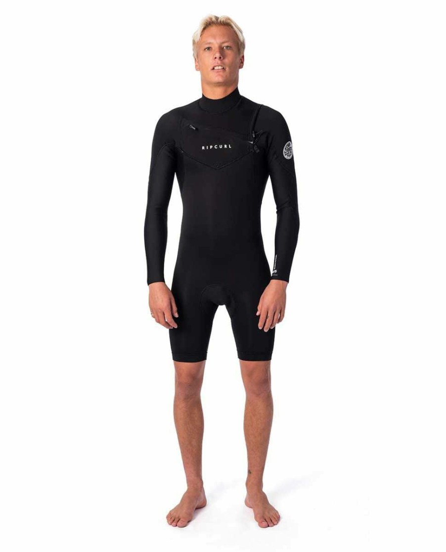 Men * | Clearance Dawn Patrol Long Sleeve Back Zip Springsuit Black