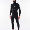 Men * | Prefential Price E-Bomb 4/3 Zip Free Hooded Wetsuit Black