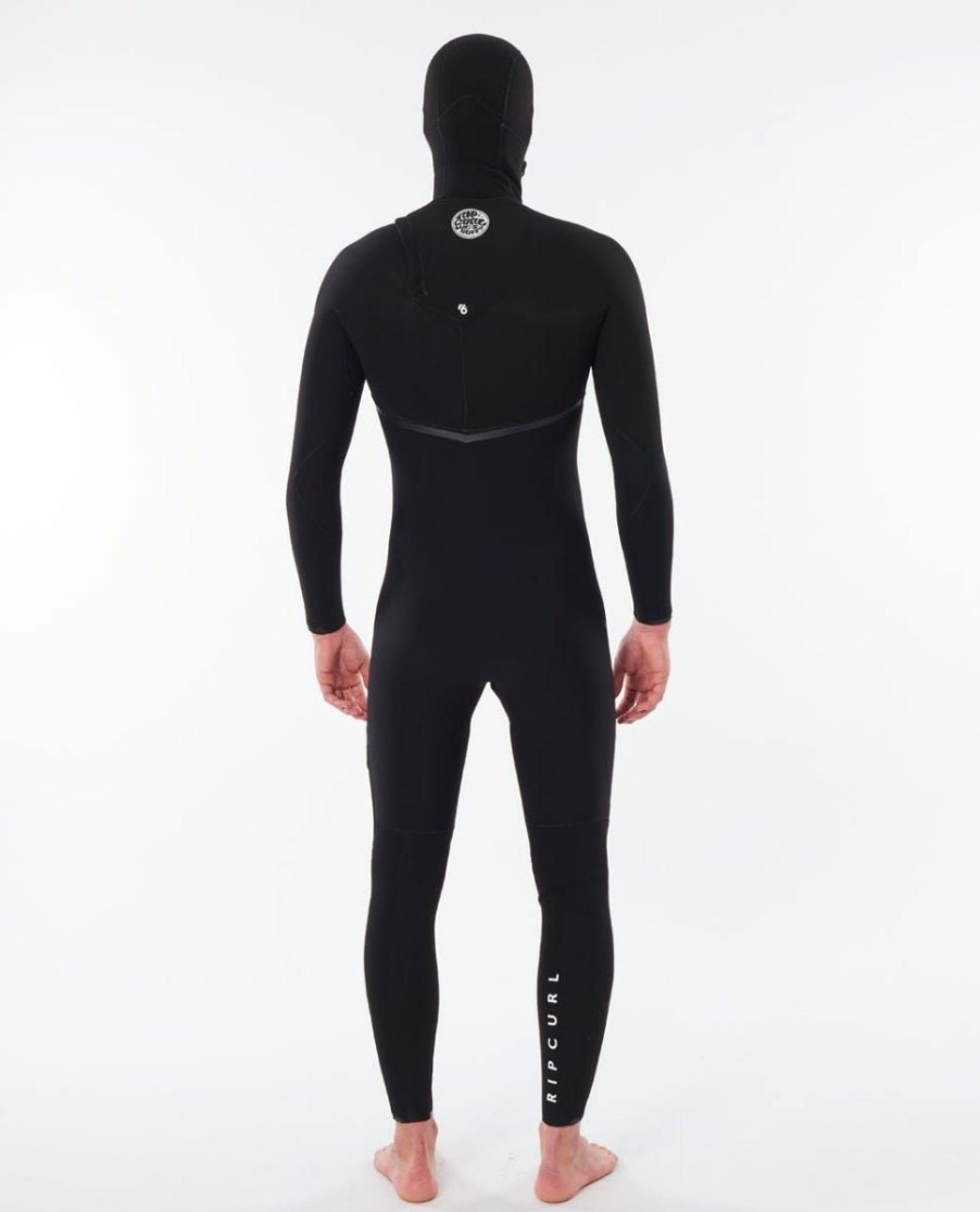 Men * | Prefential Price E-Bomb 4/3 Zip Free Hooded Wetsuit Black