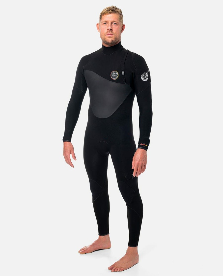 Men * | On Sale E7 Flashbomb Heatseeker 3/2 Zip Free Wetsuit Black