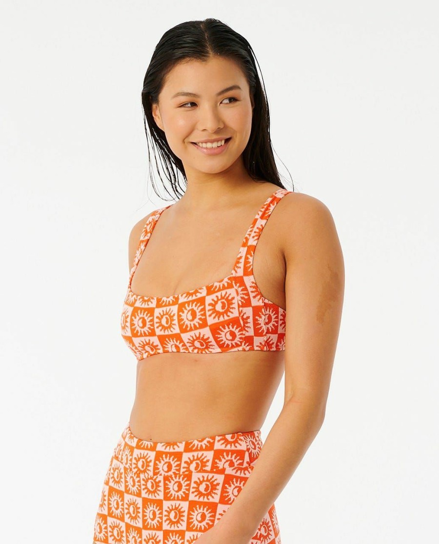 Swimwear * | Prefential Price Summer Check Jacquard Crop Bikini Top