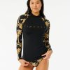 Women * | On Sale Kindred Palms Long Sleeve Upf 50+ Rash Vest Black