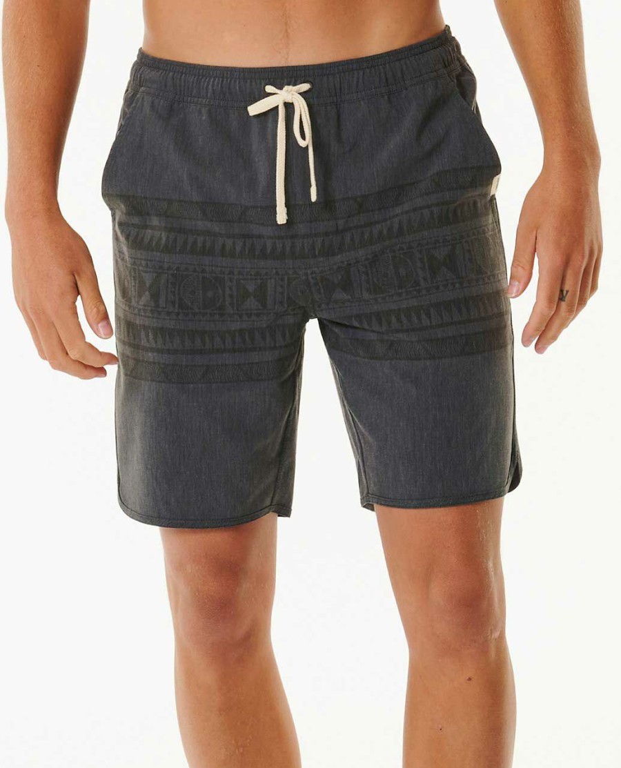 Men * | Half Off Boardwalk Swc Land Lines Walkshort Washed Black