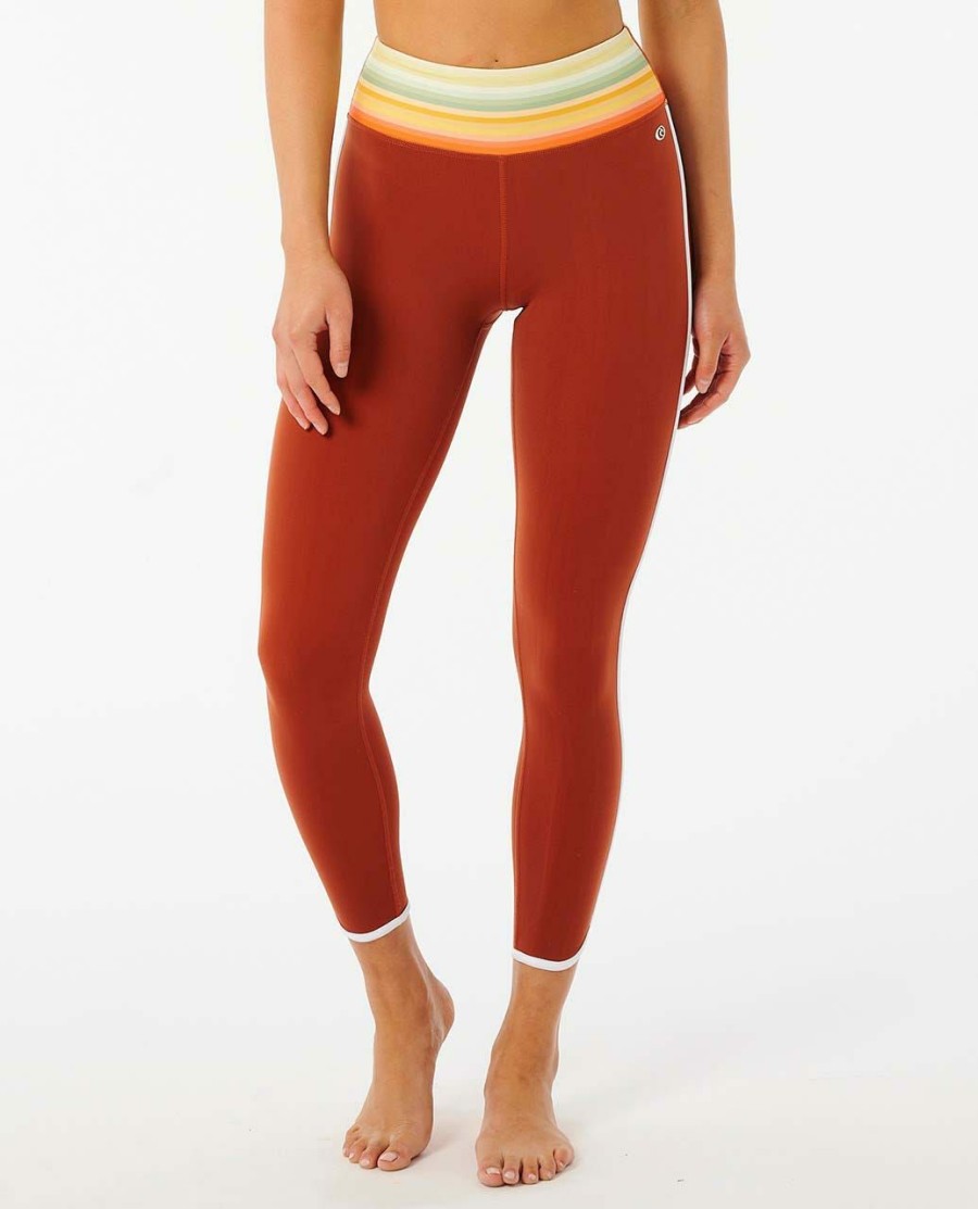 Women * | Sales Online Run Swim Surf Print Legging Maroon