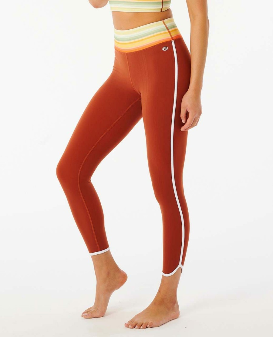 Women * | Sales Online Run Swim Surf Print Legging Maroon